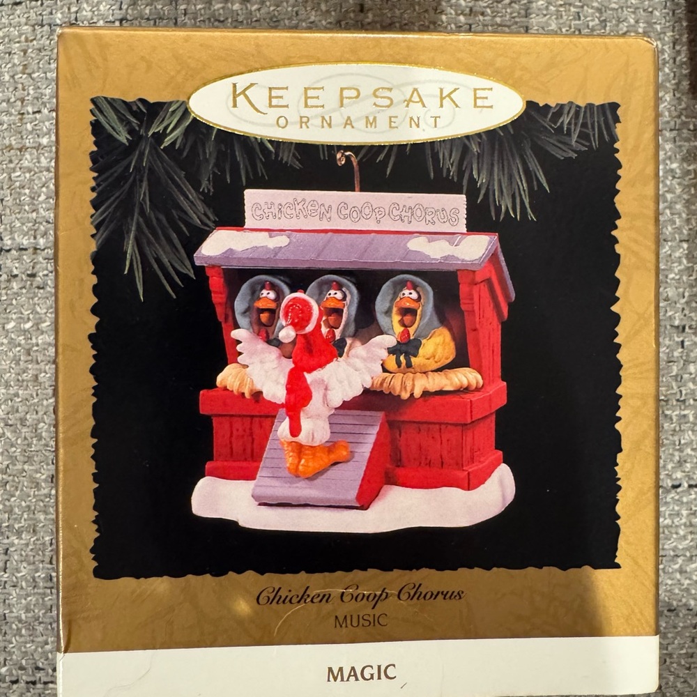 Hallmark Keepsake Chicken Coop Chorus Ornament - Red and White